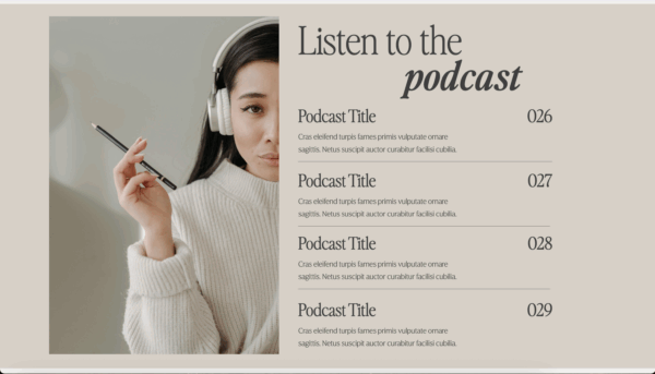 Raleigh Template Home podcast section